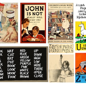Schul ephemera 7 Seiten Vintage Bilder für Junk Journals, Journale, Kartenherstellung, Kunstprojekte und mehr