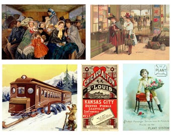 Material Efêmero de Viagens de Trem: Imagens dos Séculos XIX e XX para Diários (Download Digital)
