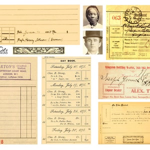 Cartes d'identité vintage, factures, reçus : 10 pages d'éphémères pour journaux indésirables, carnets, fabrication de cartes, projets artistiques et plus image 6