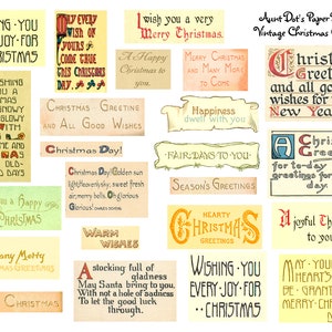 Stare życzenia świąteczne 4 strony starych życzeń do Junk Journals, Card-Making, Art Projects
