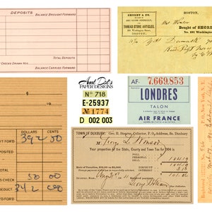 Cartes d'identité vintage, factures, reçus : 10 pages d'éphémères pour journaux indésirables, carnets, fabrication de cartes, projets artistiques et plus image 7