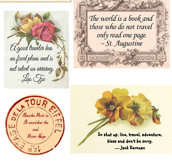 2 Pages of Travel Quotes for Travel Journals Card-Making | Etsy