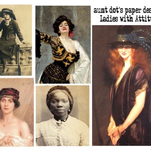 Ladies with Attitude 8 Pages of Ephemera for Journals, Card-Making, Art Projects