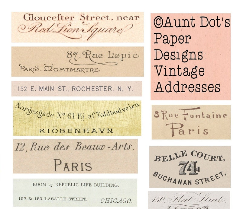 Addresses Vintage Ephemera for Junk Journals, Card-making, Scrapbooks ...