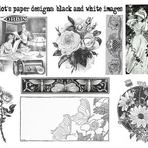 Schwarz-Weiß Ephemera Bilder 6 Seiten für Journale, Kartenherstellung, Kunstprojekte