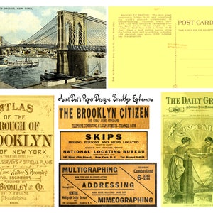 Brooklyn, New York Ephemera 10 pages d’images vintage pour des journaux indésirables, des journaux, des cartes, des projets artistiques et plus encore