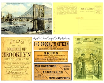 Brooklyn, New York Ephemera 10 Pages of Vintage Images for Junk Journals, Journals, Card-Making, Art Projects and More