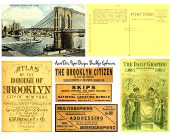 Brooklyn, New York Ephemera 10 Pages of Vintage Images for Junk Journals, Journals, Card-Making, Art Projects and More