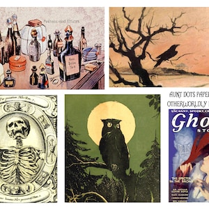 Otherworldly Ephemera 10 Pages of Vintage Images for Halloween or Everyday Junk Journals, Planners, Card Making , Art Projects