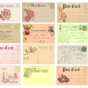 Mini und Mini-Er Postkarten & Kunststempel 4 Seiten digitale Download Bilder für Junk Journals, Kunstprojekte, Karte oder Schmuckherstellung und mehr