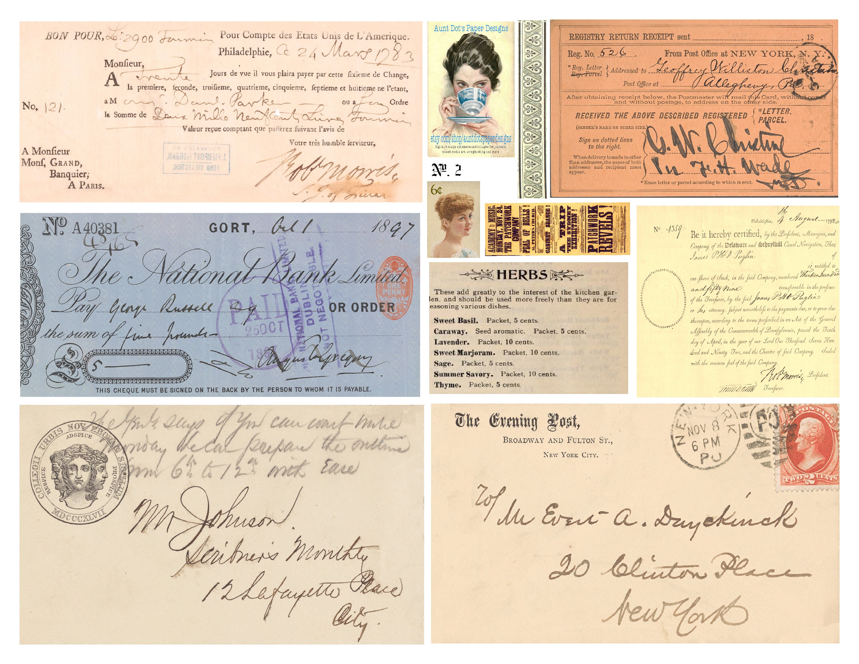 4 Pages of Written and Printed Ephemera: Postcards Tickets - Etsy