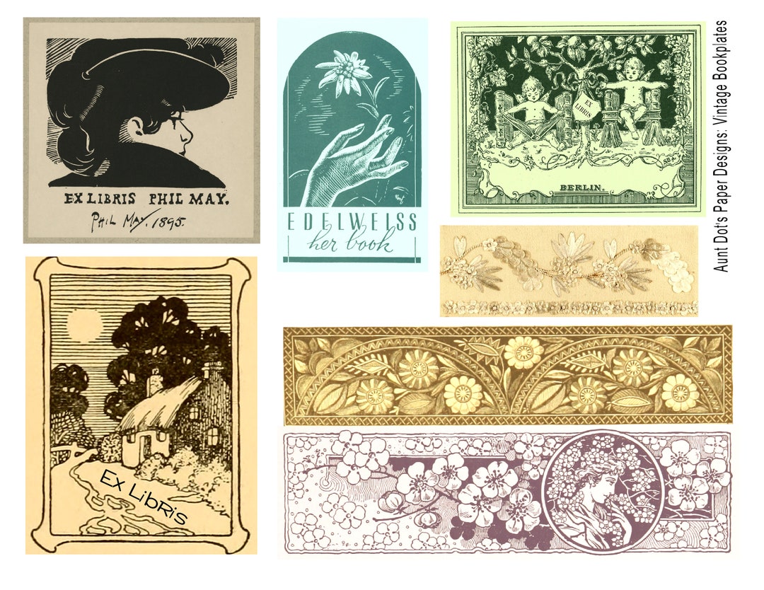 Bookplates Borders Vintage Graphic Designs For Junk Journals 