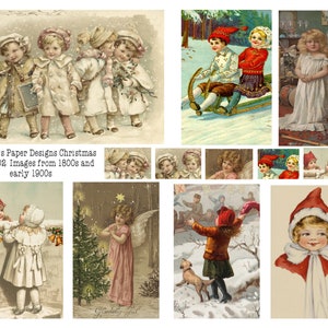 Christmas Cuties Ephemera 4 Seiten Vintage Bilder für Junk Journals, Journale, Kartenherstellung, Kunstprojekte und mehr