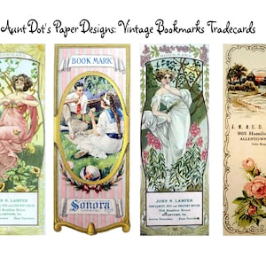 Vintage Lesezeichen Tradecards 8 Seiten digitale Bilder für Journals, Kartenherstellung, Kunstprojekte