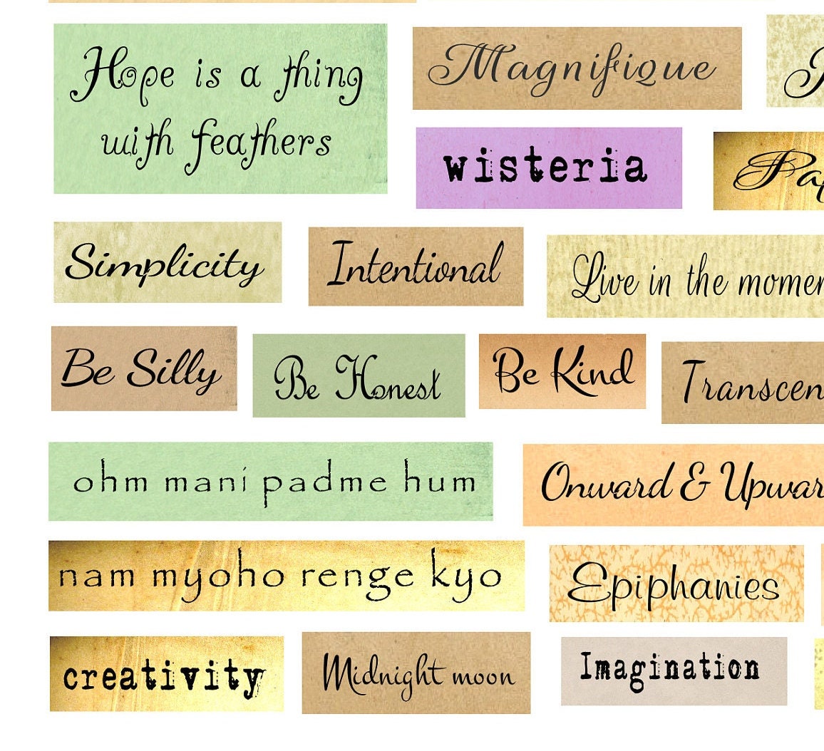Random Small Print Words Random Words & Phrases for Junk Journals, Card-making, Scrapbooks - Etsy