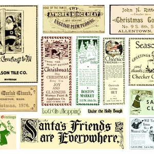Vintage Weihnachtszeitungsausschnitte 10 Seiten mit Vintage Bildern für Junk Journals, Journals, Card-Making, Kunstprojekte und Mehr