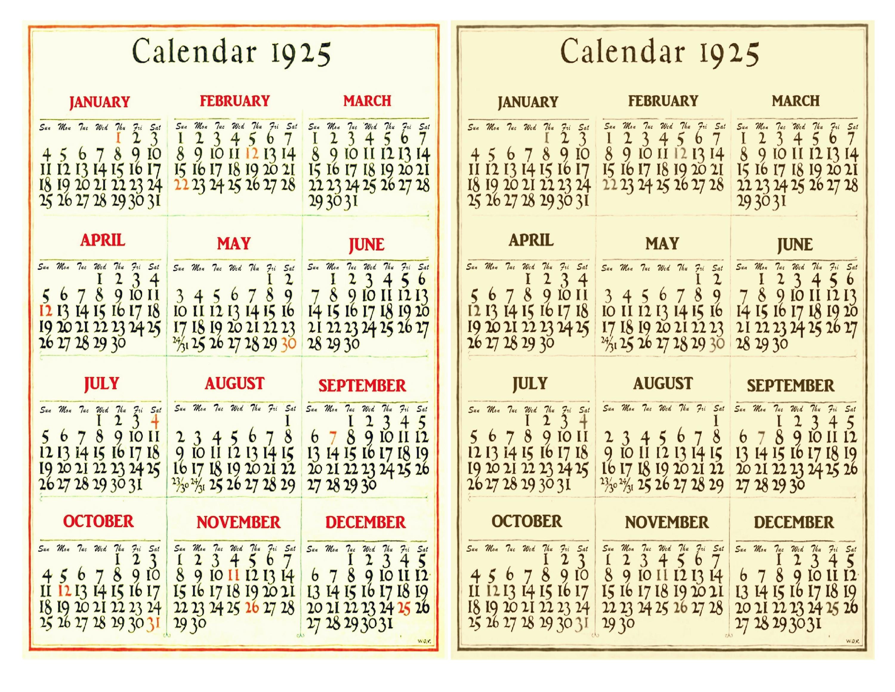 2026/1925年カレンダー（ジャンクジャーナル、カード作り、スクラップ
