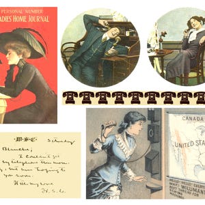 Telefon Ephemera 8 Seiten Digitale Vintage Bilder für Journals, Card-Making, Kunstprojekte