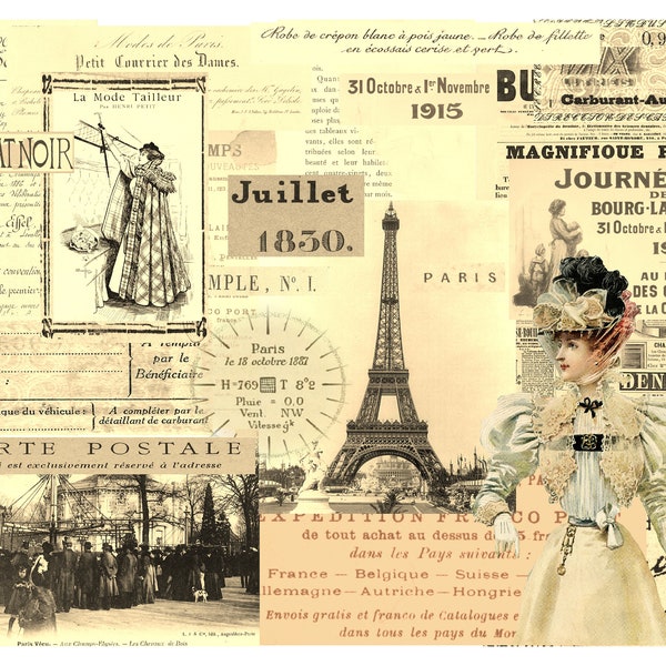 Ooh La La! Four French Ephemera Masterboards for Junk Journals, Journals, Card-Making, Art Projects and More