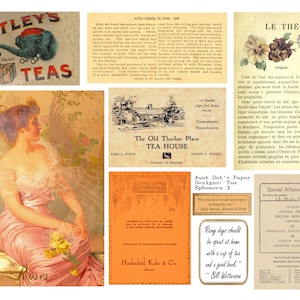 Objetos de chá vintage: 4 páginas de imagens para diários, cartões, projetos de arte e álbuns de recortes