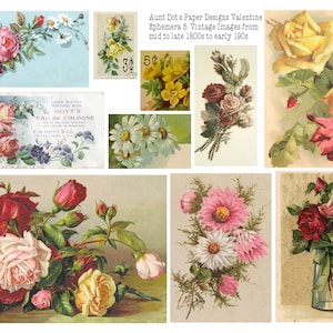 Romantik, Liebe, Valentinstag Ephemera 6 Seiten mit Vintage-Bildern für Junk Journals, Journals, Card-Making, Kunstprojekte und mehr
