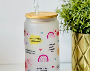 Affirmations Glass Tumbler, Islamic Reminder Gift, 16oz
