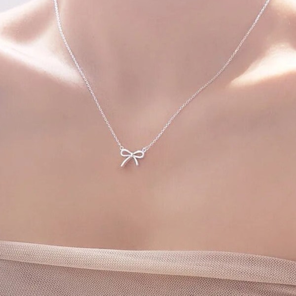 Collar de lazo de plata Joyas femeninas para uso diario o ocasiones especiales Collares para mujer