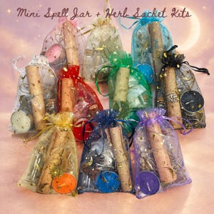 Mini Spell Jar Kit & Herb Sachet Bundle, Beginner Witchcraft, Intention Setting, Halloween Party Favors