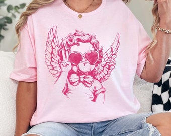Valentine’s Angel Shirt, Cute Cupid Valentine’s Day Shirt, Romantic Angel Wing Shirt, Valentines Angel Baby Shirt, Love Hearts Valentine Tee