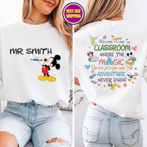 Personalized Teacher Sweatshirt, Custom Teacher Sweatshirt, Mickey Mouse Sweatshirt, Disney Sweatshirt, Custom Name, Disney Teacher Sweater