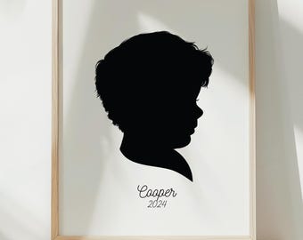 Custom Child Silhouette Portrait: Personalized Family Print