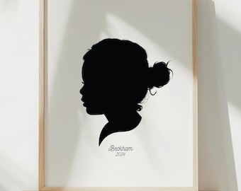 Silhouette, Child Silhouette, Mother's Day Gift, Family Silhouette, Custom Silhouette Print, Personalized Silhouette Print, Portrait