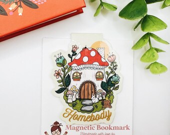 Mushroom Magnetic Bookmark, Handmade Bookmark, Introvert