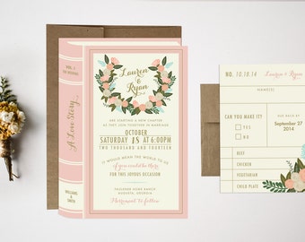 literary wedding invitations etsy