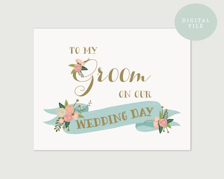 PRINTABLE Groom Wedding Card To My Groom On Our Wedding Day Etsy