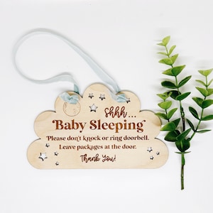 Baby sleeping sign, please don’t ring doorbell, newborn baby sign do not disturb don’t knock door sign