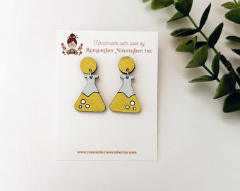 Science Teacher Earrings, Beaker Earrings, Science Earrings, Birch Wood, Handpainted