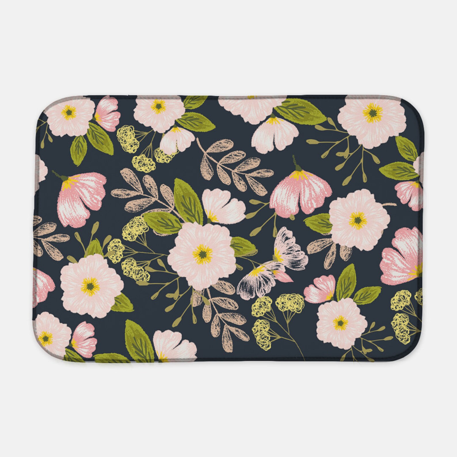 Flower Kitchen Dish Mat Dish Drying Mat Kitchen Decor Floral Etsy