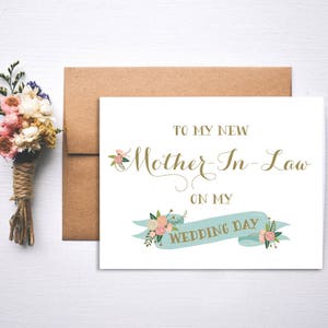 Wedding Day Card  To my Mother In Law on my wedding day  In Law Card  mother of the bride  mother of the groom  Wedding Day Card