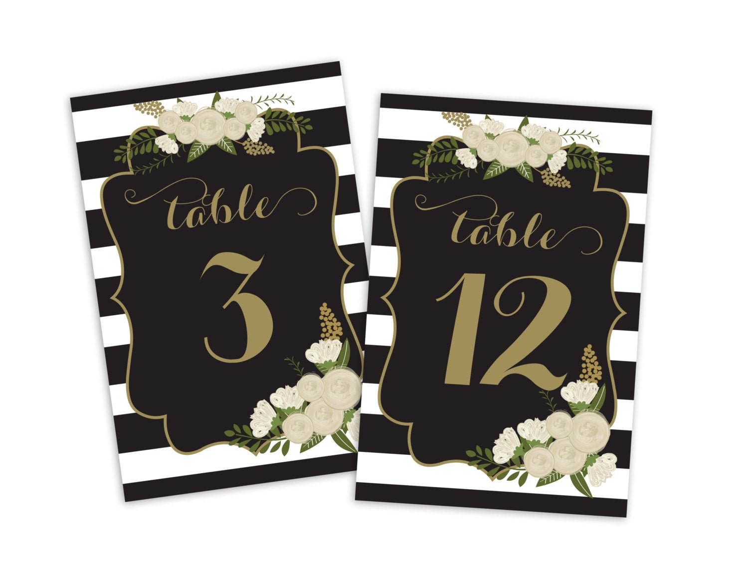 printable wedding table numbers 1 20 stripe floral table
