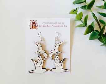 Seagull Earrings, Ocean Earrings, Beach, Coastal, birch wood, hand painted