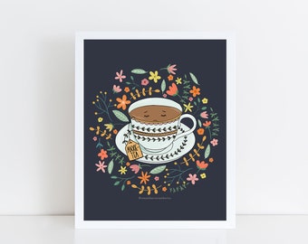 Anxiety Teacup Art Print: Encouraging Office Decor- Frame NOT included