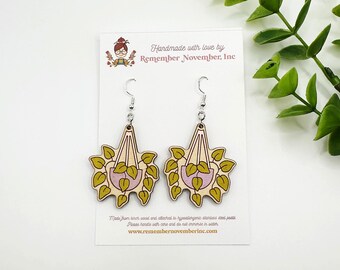 Pothos Plant Earrings, Houseplant Earrings, birch wood, hand painted