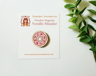 Doughnut Needle Minder: Wooden Magnetic Needle Holder