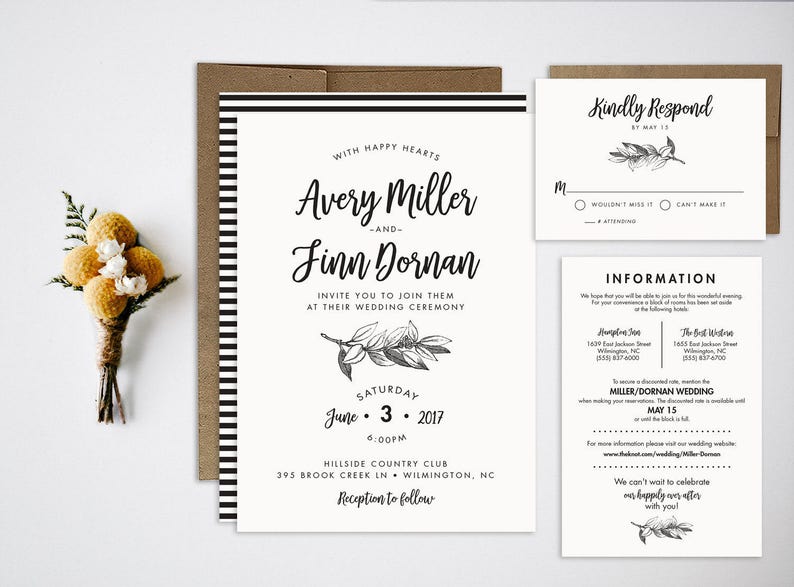 Wedding Invitation Bundle Floral Invite Vintage Wedding Etsy