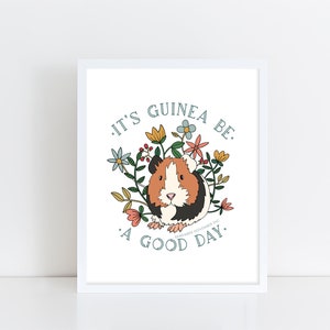 Guinea Pig Art Print: Good Day Pun, Nursery Decor