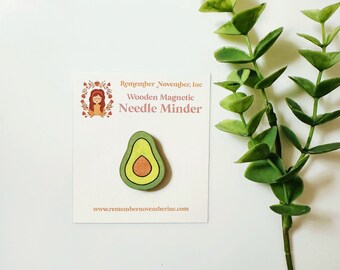 Avocado Needle Minder, Wooden Magnetic Needle Keeper