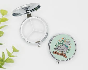 Pigeon Pill Box, Metal Pill Organizer, Mental Health Awareness, Crying