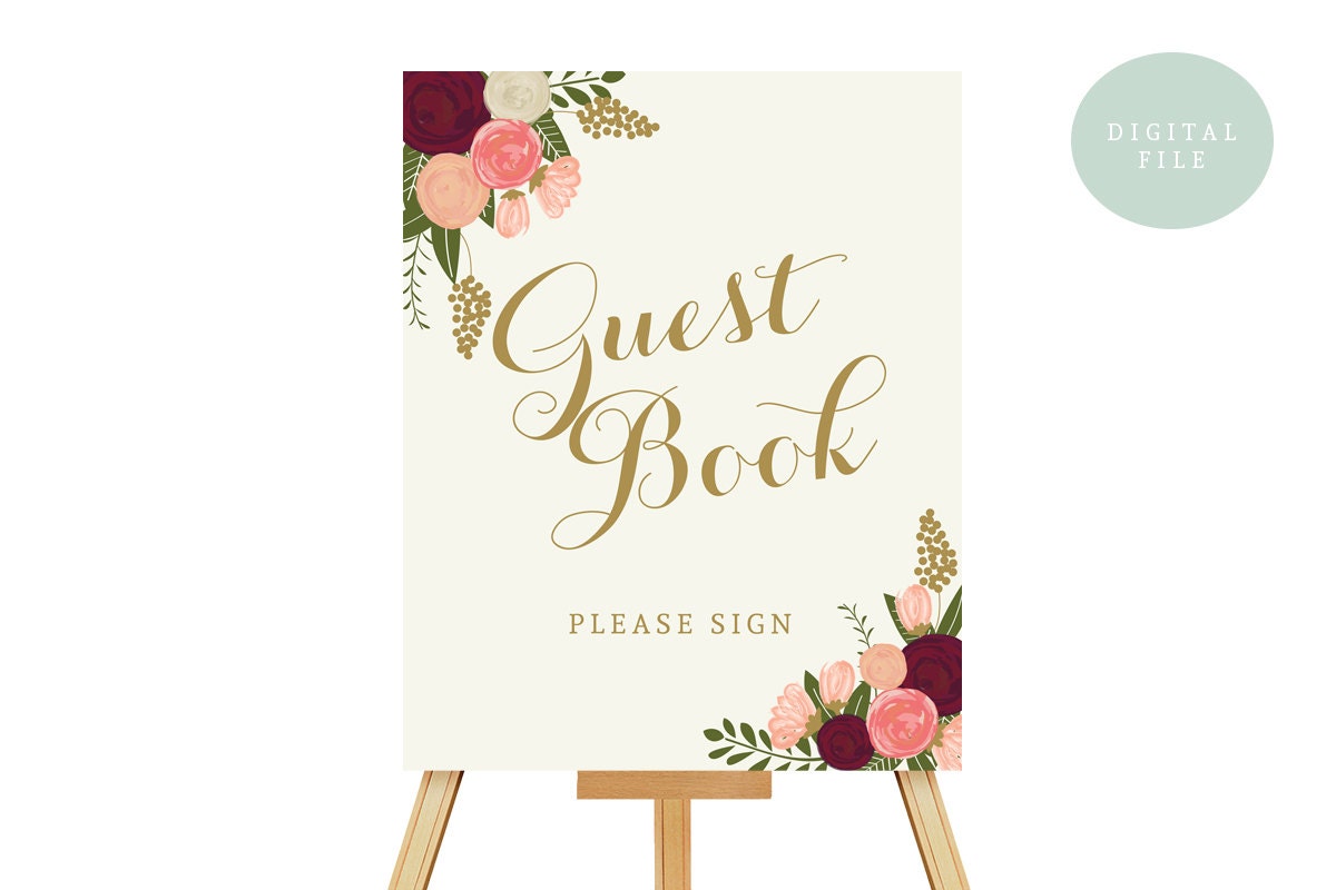 PRINTABLE Guest Book Sign Printable Vintage Wedding Sign | Etsy