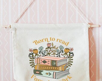Book Stack Canvas Pennant Banner: Book Library Decor